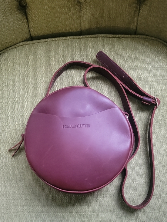 Portland Leather Handbags - Portland Leather Round Crossbody Bag in Cognac Brown